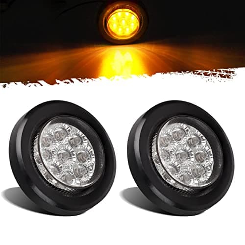 Partsam 2Pcs 2" Amber 9LED Marker Clearance Lights, Flush Mount, wiht Grommet and Pigtail, Clear Lens, 2 inch round led trailer lights