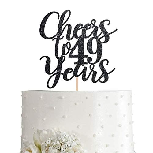 49 Black Glitter Happy 49th Birthday Cake Topper Cheers to 49 Years Party Cake Topper Decorations Supplies