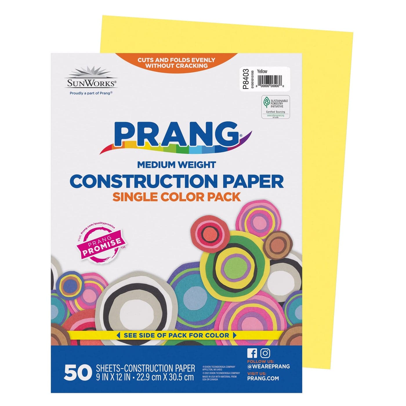 Prang Formerly SunWorks Construction Paper Yellow 9 x 12 50 Sheets
