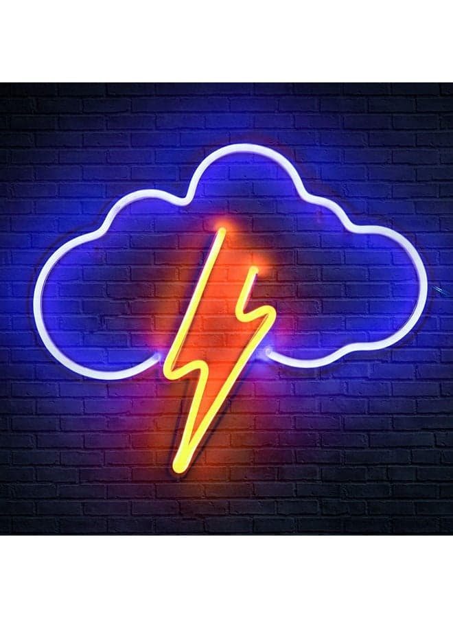 Led Cloud Neon Sign Wall Decor Light Battery Blue/Orange 12.2x13.4inch