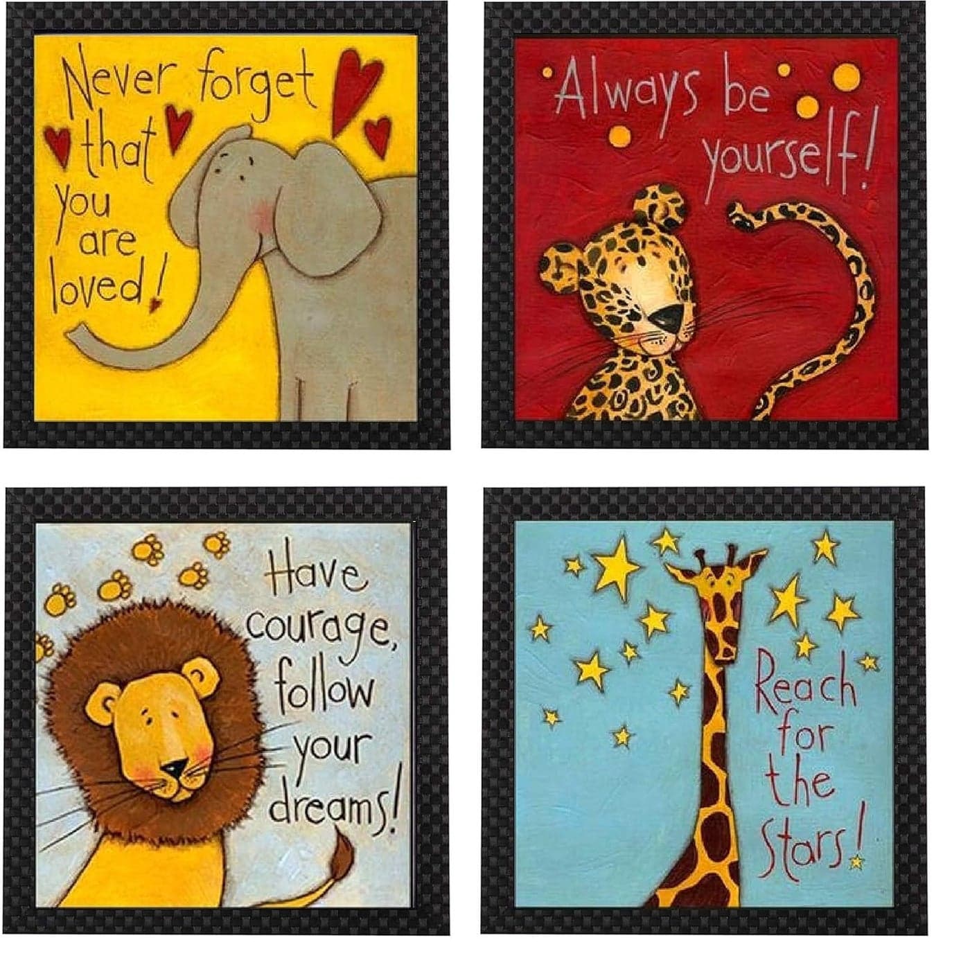 Webelkart Synthetic Designer Motivational/Funny Quote Photo Frame for Wall, Office, Study Room Decoration Poster Framed Without Glass (Multicolour, Size -10 x 10 Inches) -Set of 4