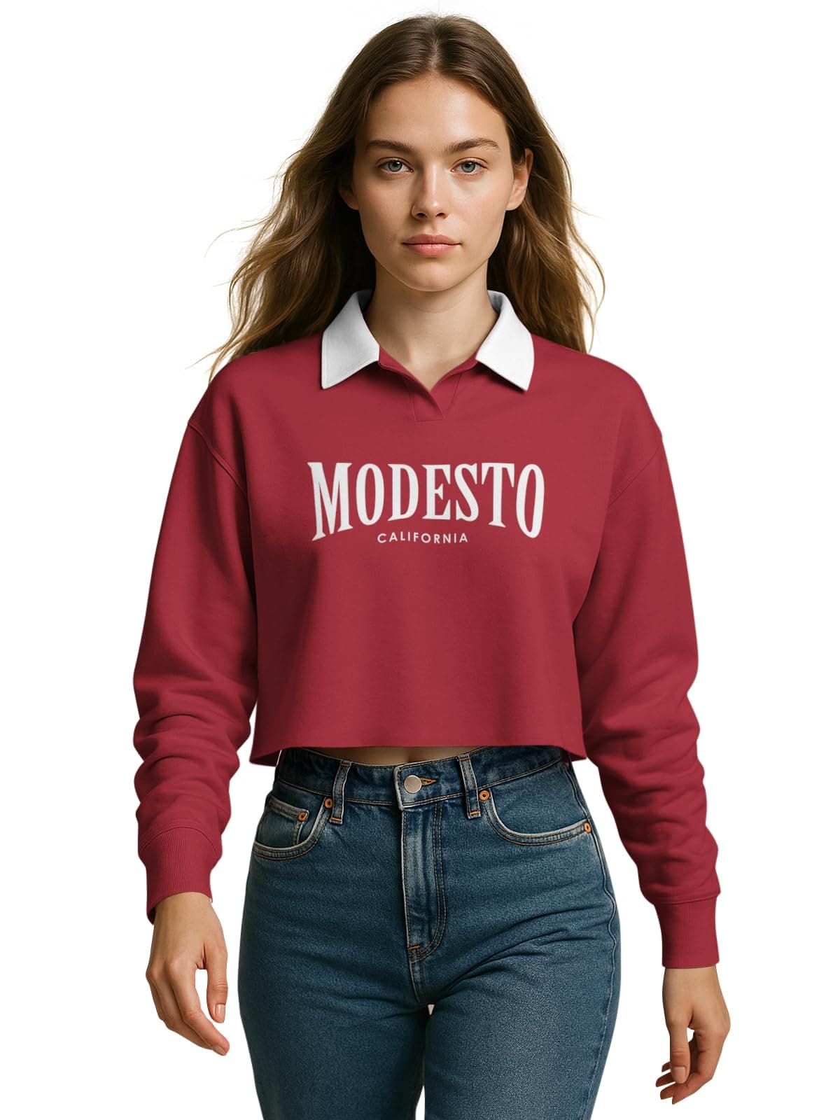 HELLCAT Crop Tshirt for Women Stylish Western | Polo T Shirt for Women Full Sleeves_ Maroon_XX-Large