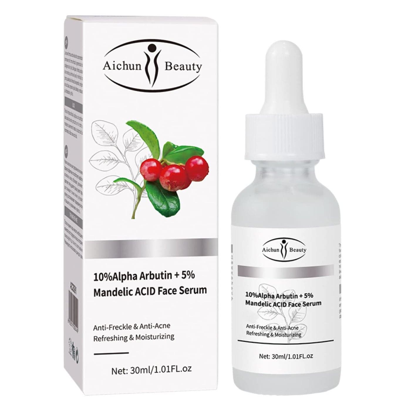 AICHUN BEAUTY Face Serum Eye Essence AntiWrinkles AntiAcne OilControl AntiFreckle Refreshing Moisturizing Purifying Shrink Pores 30ml 101FLoz 10 Alpha Arbutin 5 Mandelic ACID Face Serum