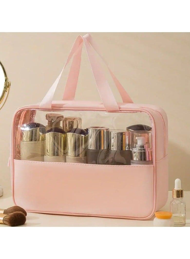 CLear Makeup Bag with Zipper Portable Makeup Bag Travel Clear Toiletry Bag Quart Size Bag Carry on Airport Airline Compliant Bag Travel Toiletry Bag for Women and Men Translucen Toiletry Bag LARGE