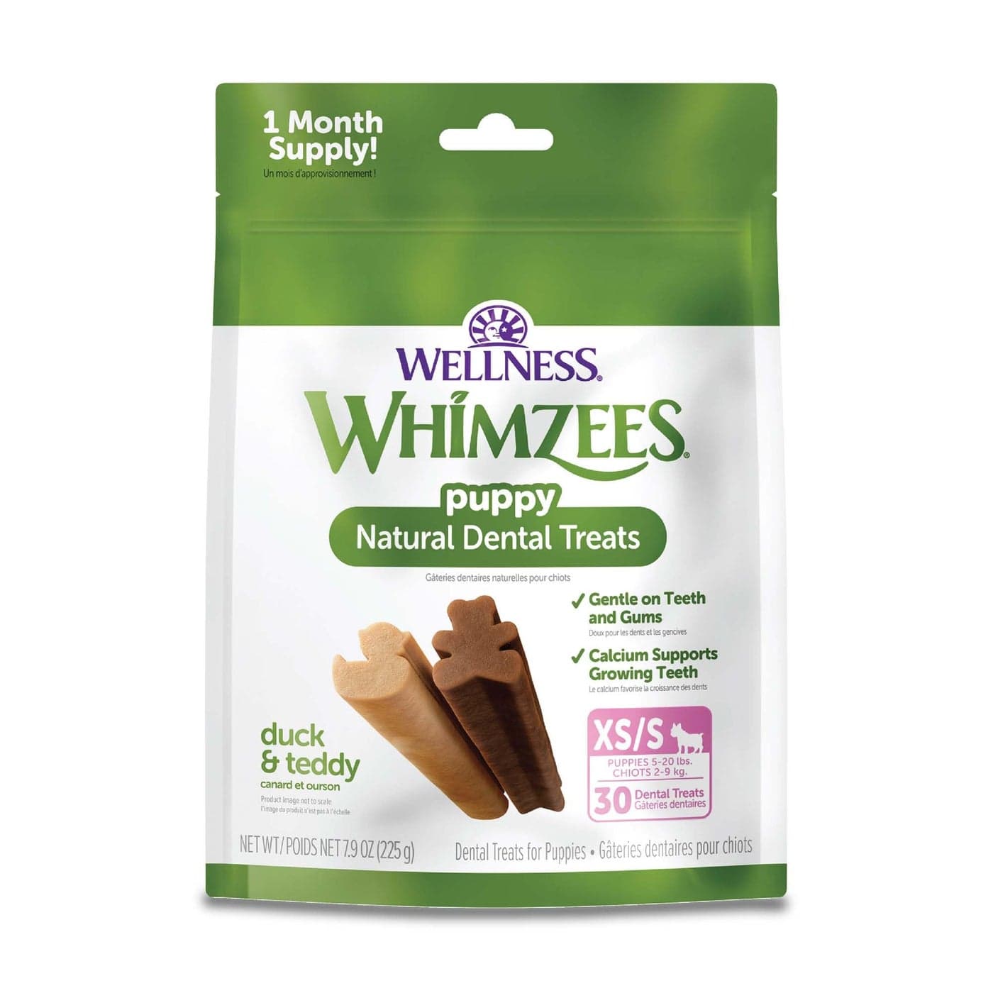 Wellness WHIMZEES Puppy Dog Dental Treats, Natural Chews, Extra Small & Small Size Stick, (30 Count)