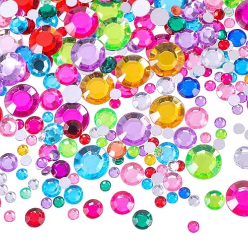 Chuangdi 516 Pcs Acrylic Rhinestone Crystal Gems Rhinestone Flat Back 18mm12mm10mm6mm for Valentine Wedding Decoration DIY Jewelry Making CraftsMulticolor