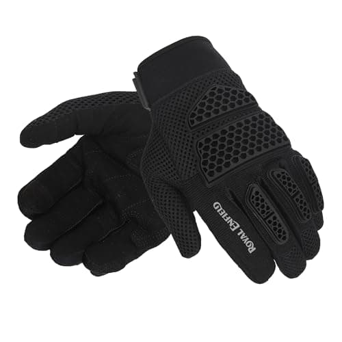 Royal Enfield Street Ace Riding Gloves | Air Mesh- optimum ventilation | Microsuede patch for grip | Poly Stretch fabric | Protection- TPR Knuckle protectors | BLACK L