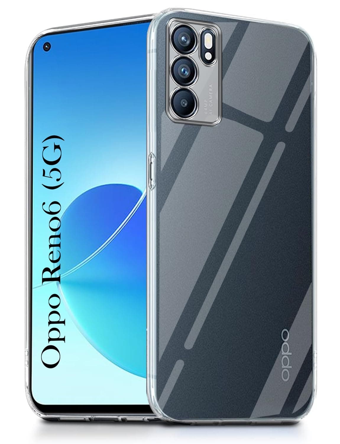 Jkobi Back Cover for Oppo Reno6 5G | Reno 6 5G (Silicone Clear Shockproof Case with Camera Protection | Soft and Flexible | Transparent)