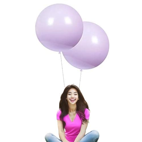 24 Inch Latex Round Balloons 10 Pack Macaron Purple Thick Big Balloons for Photo Shoot Wedding Baby Shower Birthday Party Decorations by INJOOYAA