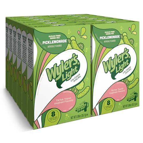 Wylers Light Singles To Go Powder Packets Water Drink Mix Picklemonade 96 Servings 8 Count x Pack of 12