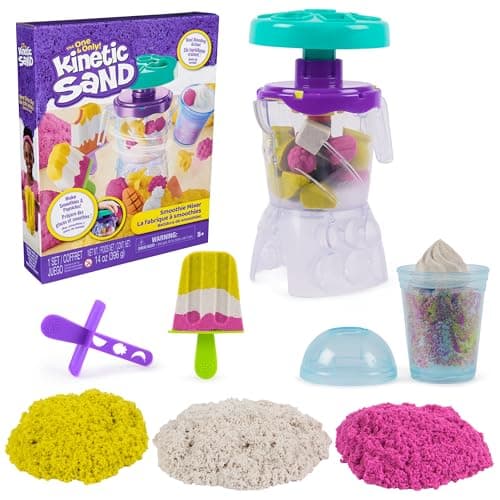 Kinetic Sand Smoothie Mixer Playset Easter Basket Stuffers Includes 14 oz Moldable Play Sand Tools Popsicle Mold Play Food Toy