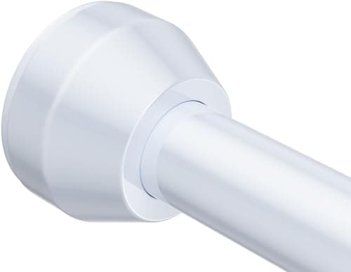 TEECK Shower Curtain Rod, 32-79 inch Adjustable Tension Spring, 1 Inch Shower Curtain Rod Tension, Anti-Slip, Rust-Proof, No Drilling, for Bathroom, White