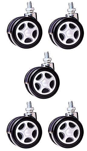 Lopvi Threaded Twin Castor Revolving Chair Wheel Black Chrome Appliance Furniture Caster Pack of5