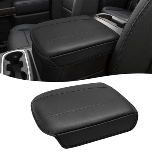 KBH Center Console Armrest Cushion Cover for GMC Sierra & Chevy Silverado 2019-2025, Tahoe & Suburban & Yukon 2021-2025, Bucket Seat, Full Protector, Anti-Scratch, Black