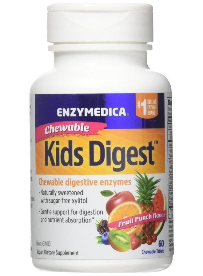 Kids Digest, Chewable Digestive Enzymes, Natural Fruit Punch Flavor, 60 Servings