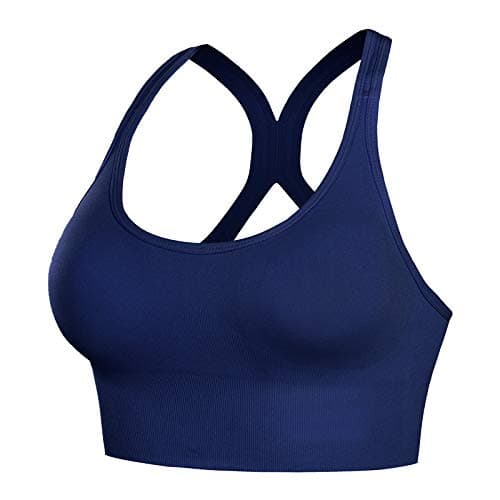 PLUMBURY Women's Nylon Blend Padded Sports Bra for Gym, Yoga, (Size M to XL) (M, BLUE183)