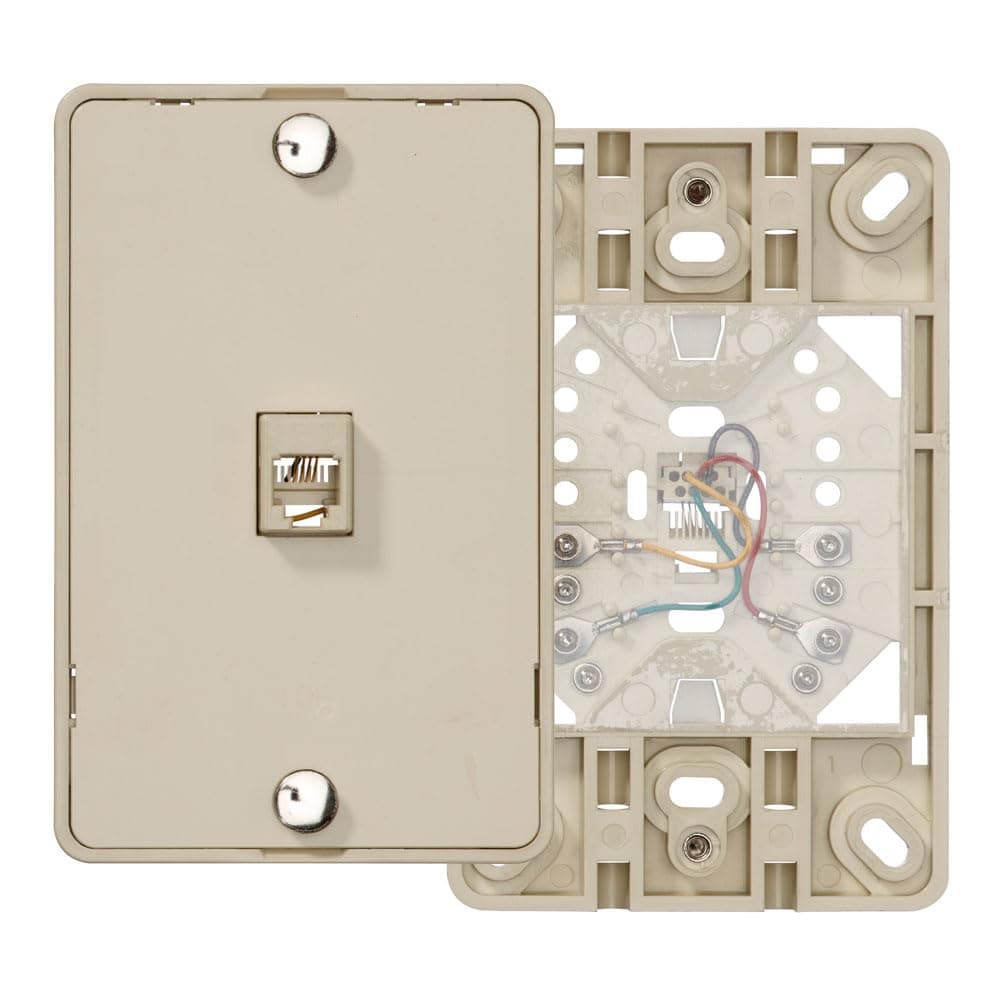 Leviton Telephone Wall Jack 6P4C Screw Terminal 40214I Ivory
