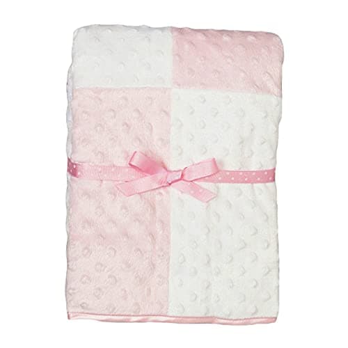 Spasilk Baby Girls Minky Raised Dot Blanket with Satin Trim Bandana, Pink, 30 X 40 US
