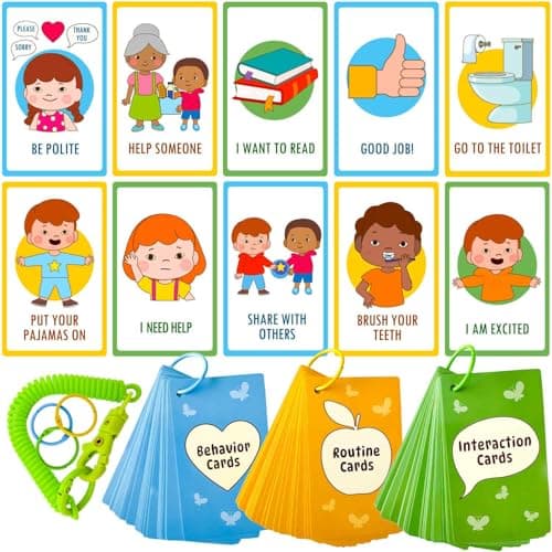 QUOKKA Autism Learning Materials 94 Communication Cards for Kids Visual Cards for NonVerbal Communication Pictured Speech Therapy Emotion Routine Flashcards WaterResistant 3 Rings Clip