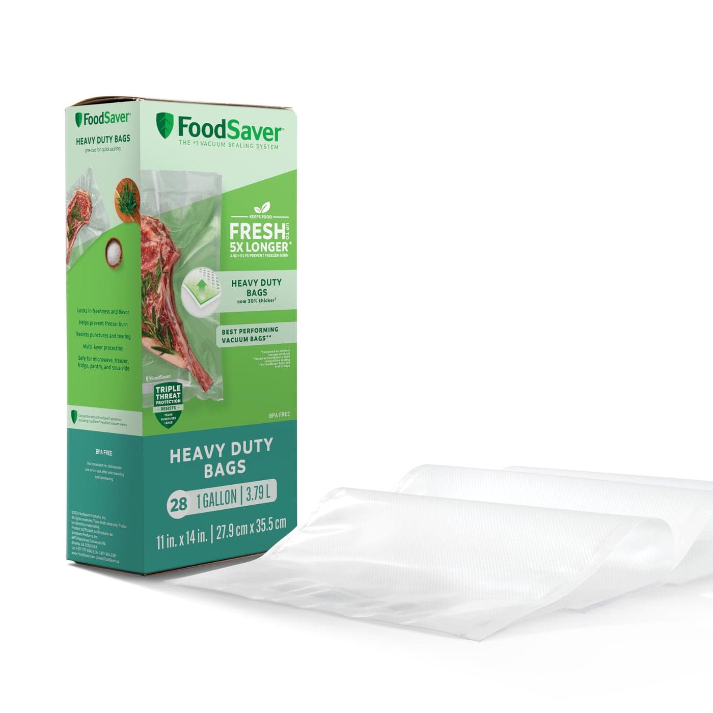 FoodSaver Gallon Vacuum Seal Bags Heavy Duty 28 Pack Extended Life for Freshness Enhanced Protection