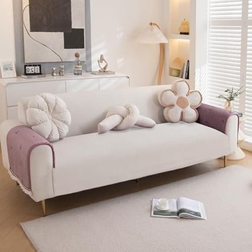 HOKIPO Premium Dutch Velvet Sofa Cover Mat with Frill for 1/2/3 Seater and L Shape Sofa. Make Your Own Sofa Cover Set, Mat Length 90(D) x 120(L) cm, Wisteria Lilac (AR-5736-PR)