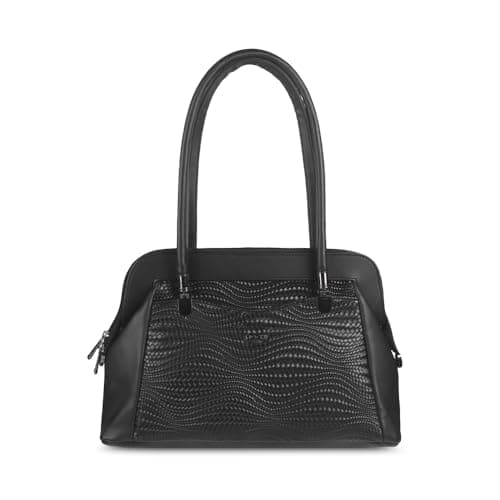 Mochi Women Black Faux Leather Shoulder Bag with Centre Divider (66-498)