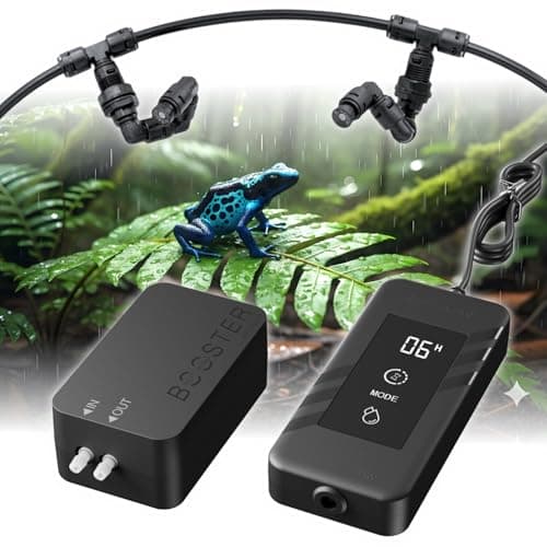 ReptiKing Automatic Reptile Misting & Humidifying System, Auto Rain Sprayer, 2 Nozzles, Auto Reptiles Mister for Terrariums, Chameleon Cages, Plants, Paludariums, Frog Snake Enclosures