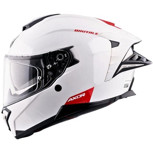 Brutale Solid Colors Dual Spoiler Helmet – Aerodynamic Full Face Design | Certified (ISI, DOT, ECE) | Premium Safety & Comfort- White, Size: S