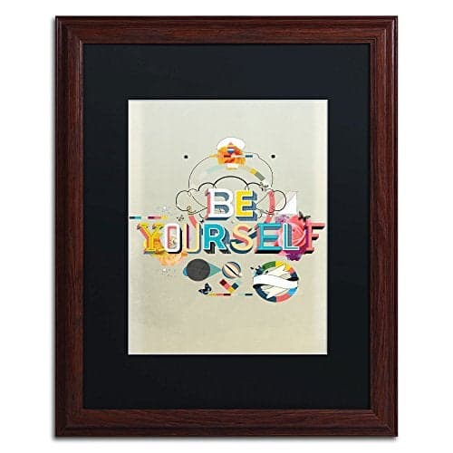 Trademark Fine Art Be Yourself in Black Matte and Wood Frame Artwork by Kavan & Co, 16 by 20-Inch
