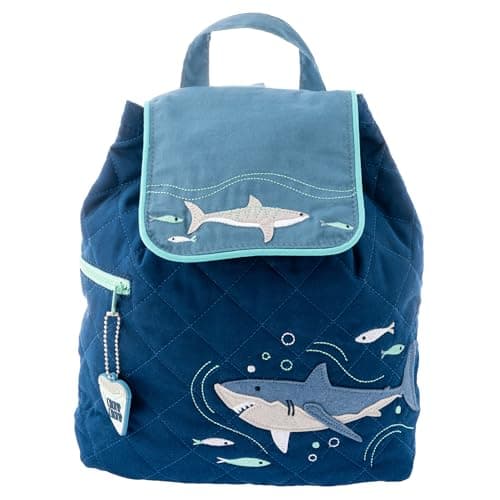 Stephen Joseph Unisex Toddler Back to School, Quilted Backpack, One Size, Navy Shark