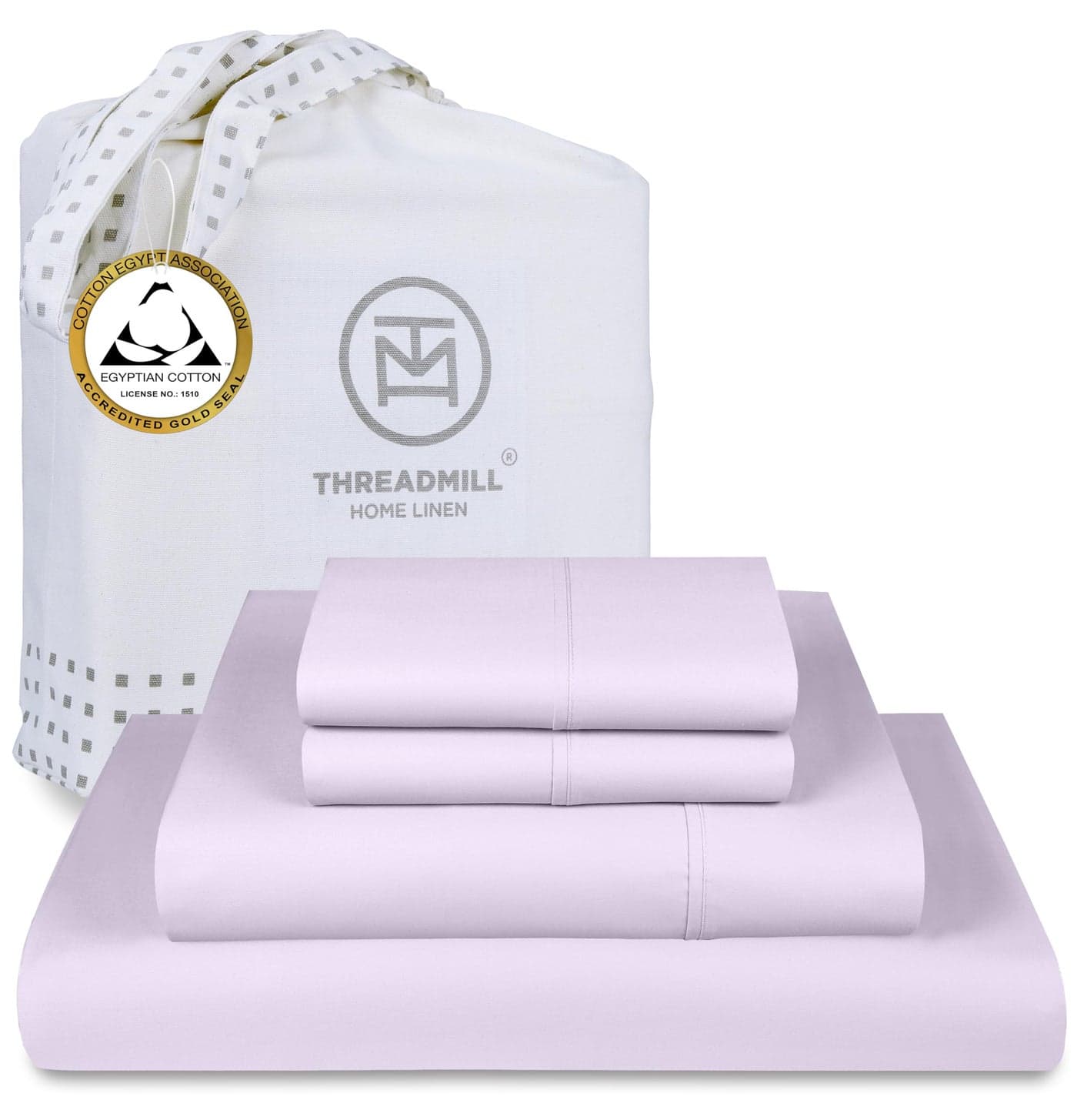 Threadmill Egyptian Cotton Sheets for King Size Bed 100 Certified Egyptian Cotton King Bed Sheets Set Snug Fit Elastic Deep Pocket King Sheets Soft Breathable All Season Solid Sateen Lilac