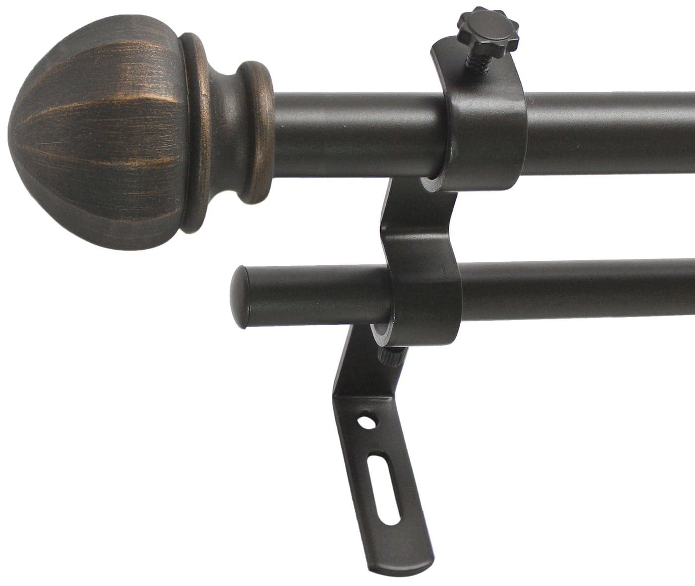 Decopolitan Facet Ball 5/8" Double Curtain Rod Set, 26 to 48 Inches, Vintage Bronze