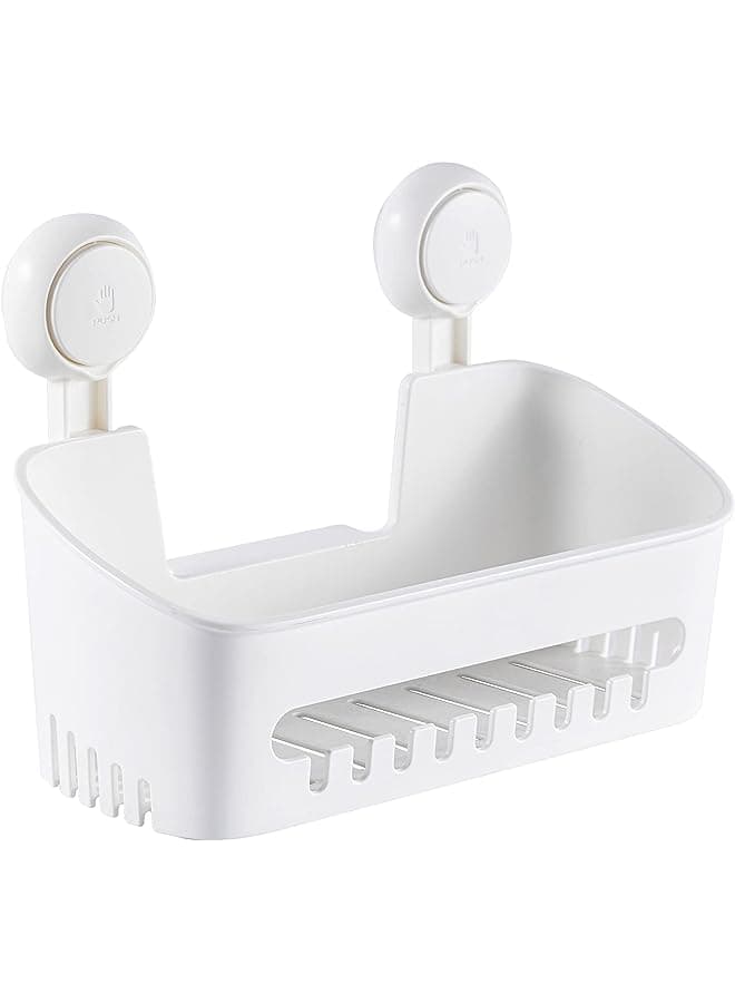 Caddy with Vacuum Suction Cup Drill-Free Removable Shower Shelf Storage Basket Wall Mounted Organizer for Shampoo Toiletries Kitchen Bathroom