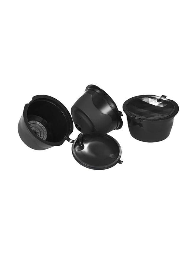3-Piece Reusable Coffee Capsule Dolce Gusto With Spoon and Brush Black