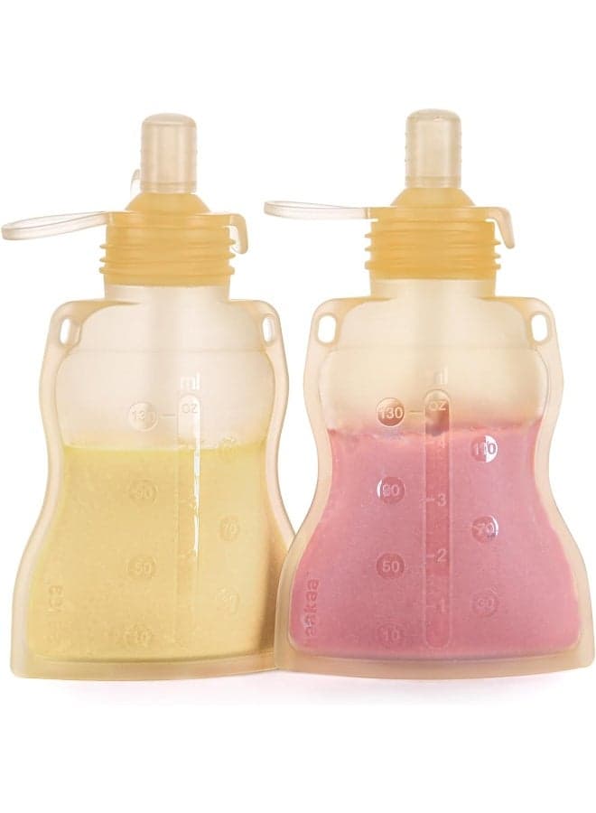 Haakaa Reusable Pouches for Toddlers, Food Grade Silicone, 4oz, 2 Pack