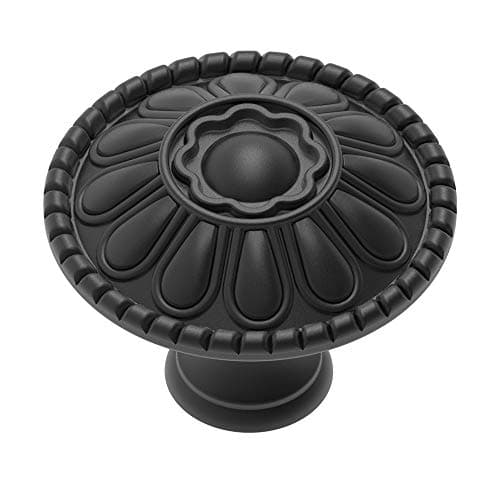 trust4care 20-PackEuro-Style Matte Black Kitchen Cabinet Pulls Knobs, Zinc Round Farmhouse Dresser Handles Drawer Knobs for Modern Closet Furniture Door, Victorian Floral Pattern