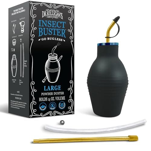 Dr. Killigan's The Insect Buster - Bulb Duster, Sprayer, Applicator, Dispenser for Diatomaceous Earth and Other Powders - Effective Dust Application Tool - Large (14oz)