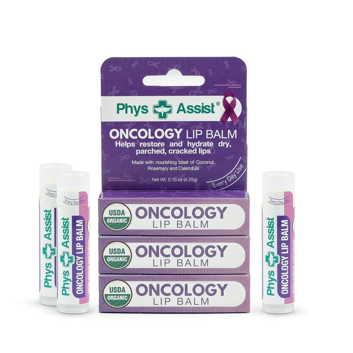 Oncology Lip Balm USDA Organic Hydrate Dry Parched Lips Moisturizing 3 Pack