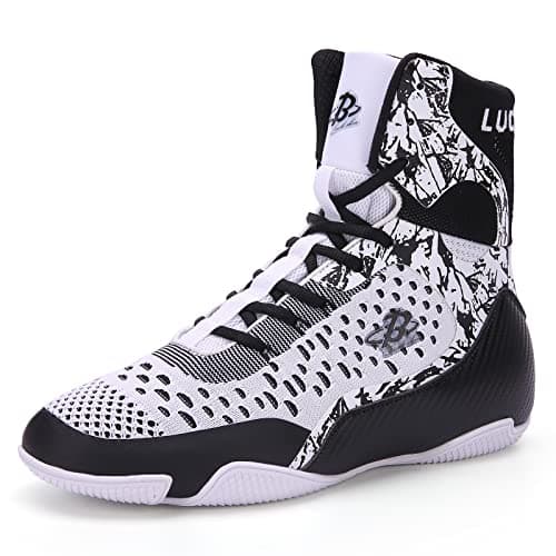 Men's Boxing Shoes High Top – Lightweight & Breathable Training Shoes for Boxing, Kickboxing, MMA, Gym & Combat Sports LS198 Black