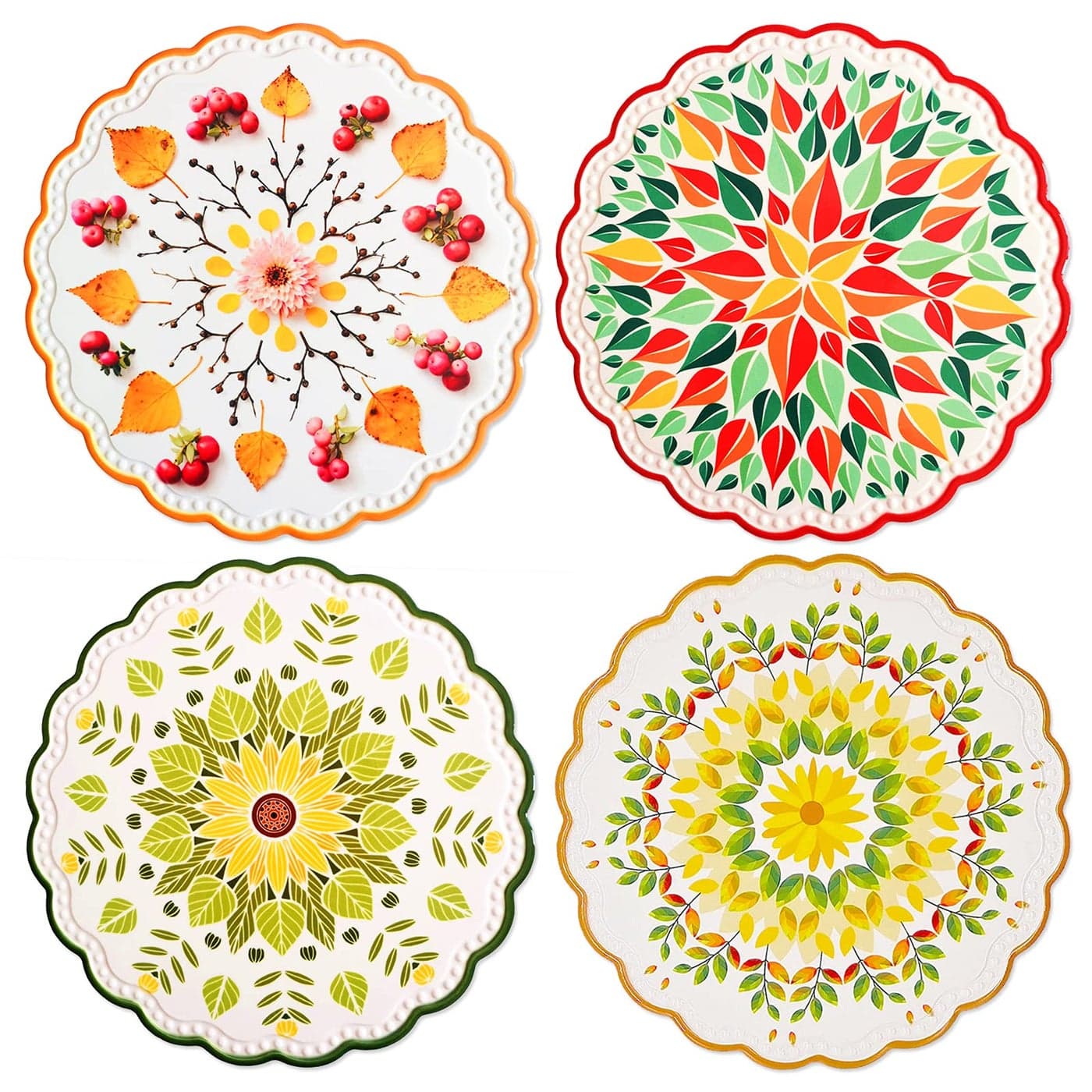 Ceramic Stone Trivets for Hot Pots and Pans Versatile Trivet with Cork Base Heat Resistant Mats for Countertop Trivets for Hot Dishes Set of 4