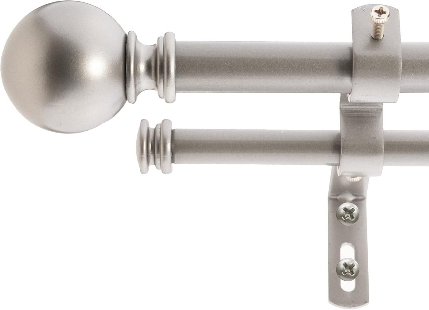 Decopolitan 58 Classic Ball Double Curtain Rod Set 26 to 48 Inches Dark Nickel