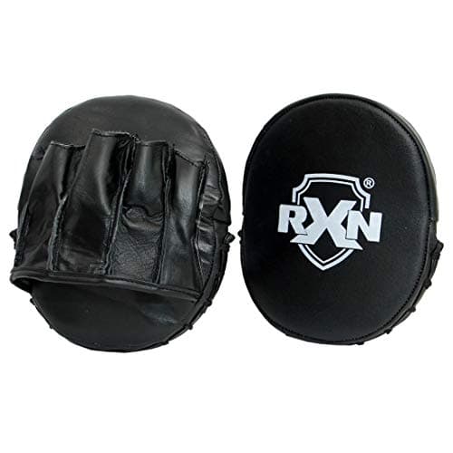 RXN Micro Focus Pad/Punching Mitts Straight for Super Speed Training - Genuine Leather Product Black