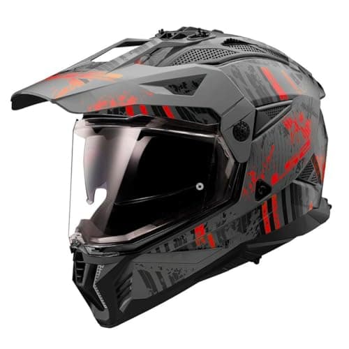 LS2 Helmets Blaze II Adventure Motorcycle Helmet W/SunShield (Matte Crazy Dark Gray/Red - Medium)
