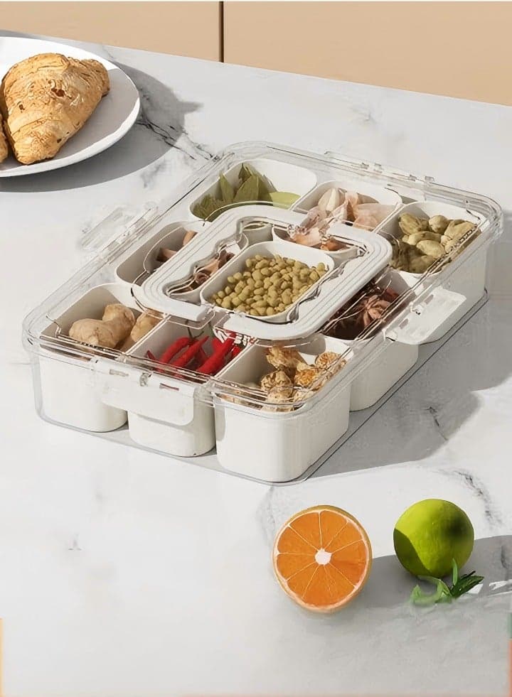 Seasoning Box, Multi Compartment Kitchen Accessories, Portable Plastic Spice Jar, Condiment Container with Handle Split Design, Suitable for Travel, Outdoor Barbecue, Going out, 32 * 21 * 7cm