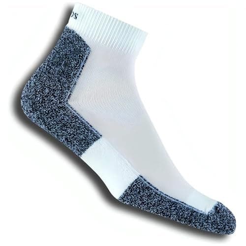 thorlos mens Lrmxm Thin Cushion Ankle running socks, White/Navy, X-Large US