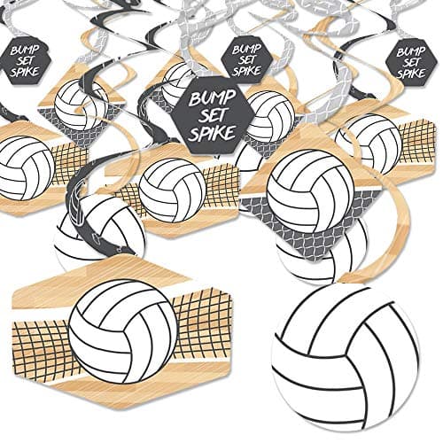 Big Dot of Happiness Bump Set Spike Volleyball Baby Shower or Birthday Party Hanging Decoration Swirls Set of 40