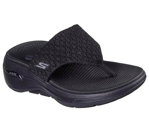 Skechers Women's GO WALK Arch Fit Sandal - Spellbound, Black, 7