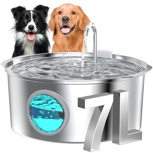 Dog Water Fountain for Large Dogs 7L236oz18G Dog Fountain Stainless Steel Big Cat Drinking Fountain Indoor Super Quiet Water Fountain for Dogs Inside for Large Dog Cats MultiPet Home