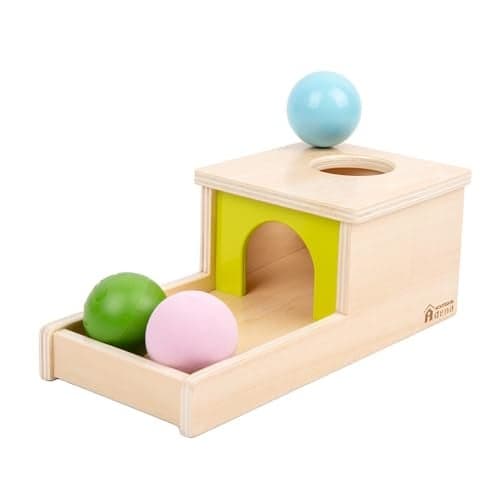 Adena Montessori Object Permanence Box with Tray Three Balls Montessori Toys for 612 Months Baby 1 Year Old Infant Toddler Typical