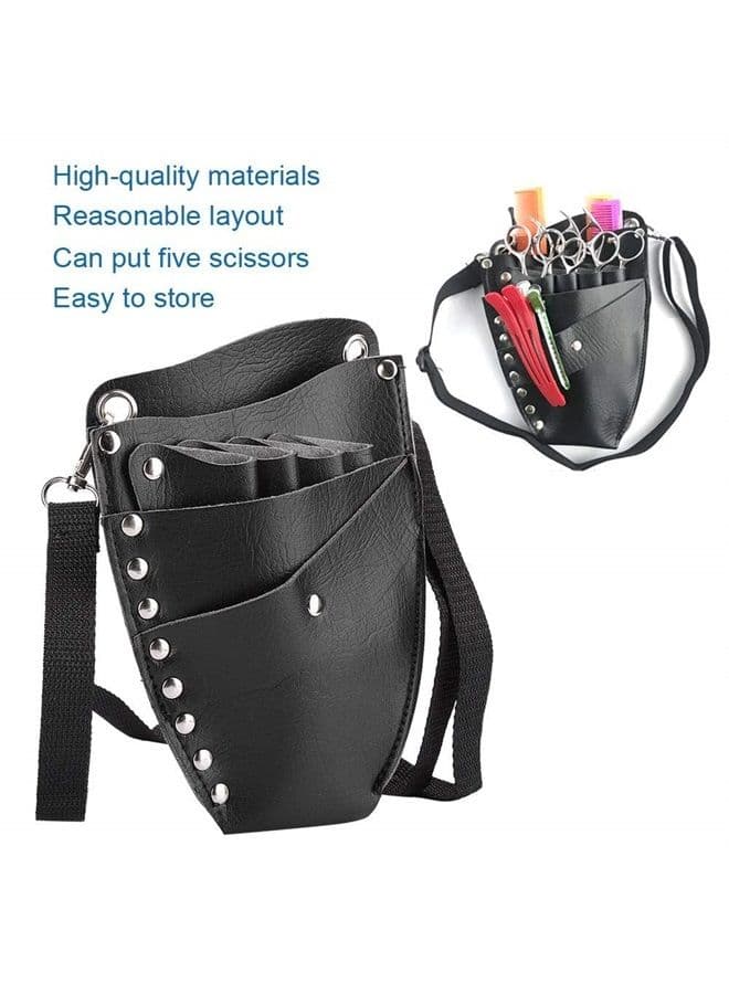 Scissors Bag, Barber Waist Bag, PU Leather Scissors Holster Barber Scissors Shear Pouch Holder Hairdressing Waist Holder Case Bag for Salon Hairdressers